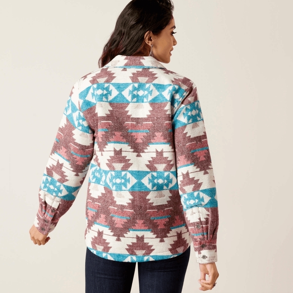 Ariat Baja Jacquard Shirt Jacket Women’s Large Quilted Chore Workwear Southwest - Picture 10 of 12
